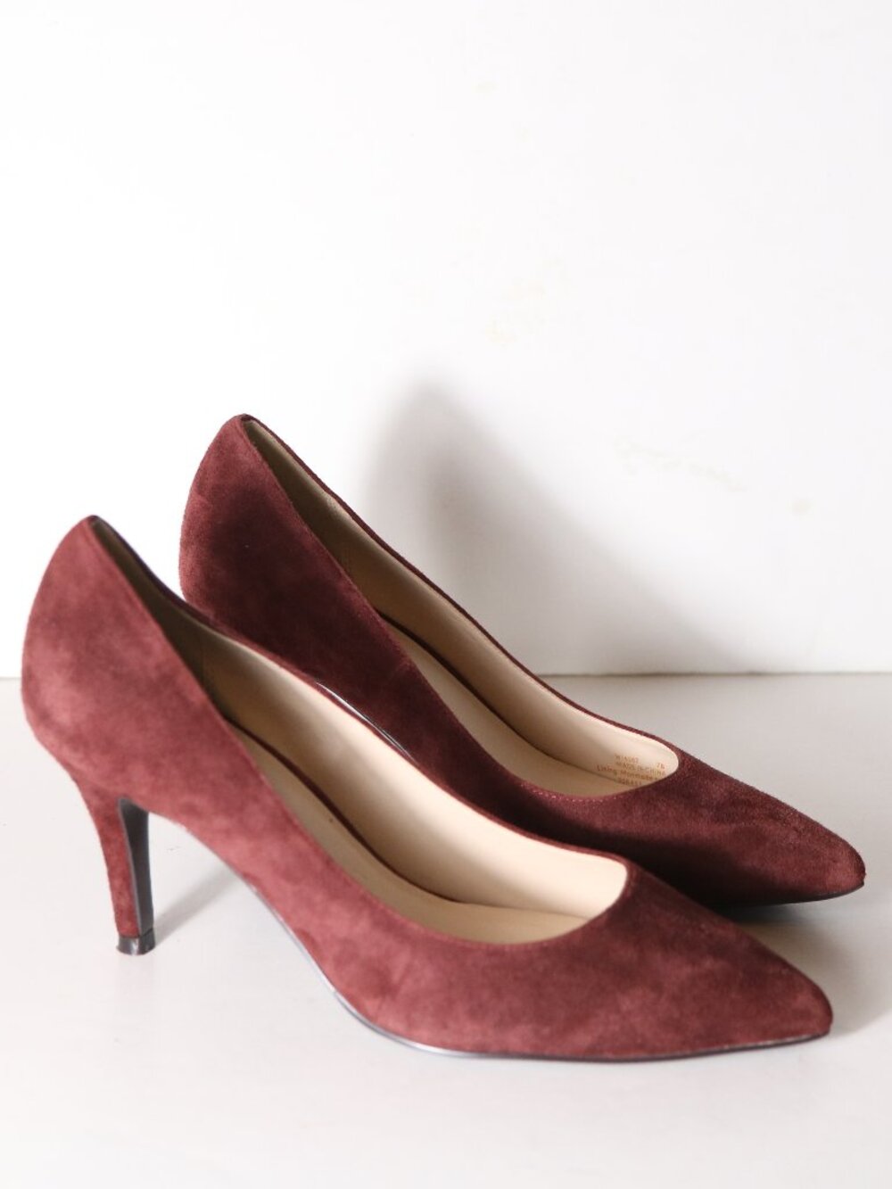Cole Haan Julianna Suede Burgundy Pumps Heels 7 Pointed Toe Slip On w14067